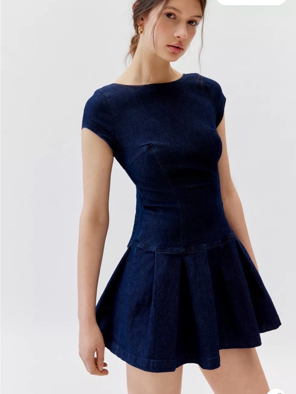 WORN ONCE Women’s Urban Outfitters Navy Blue Denim Fit-and-Flare Dress